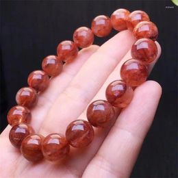 Linkarmbanden 11 mm Natural Red Fire Quartz Hematoid Bracelet Crystal Round Bead Stretch Healing Gemstone Birthday Present 1 PCS