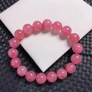 Bracelets de liaison 11 mm Bracelet de rhodonite naturel Femmes de perles rondes Reiki Guérison Bangles élastiques Yoga Énergie Bijoux Gift
