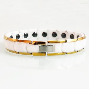 Bracelets de liaison 11 mm en céramique blanc bracelet hommes guérison énergétique hématite magnétique pour femmes unisexes allemanium santé anniversaire bijoux