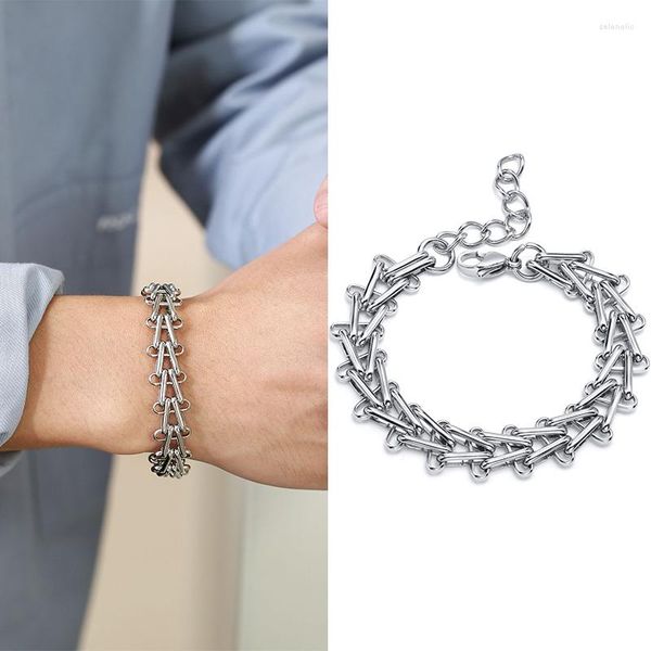 Lien Bracelets 12.7mm Rock Chaîne Main Pour Hommes Mâle En Acier Inoxydable Personnalisé Triangle Ne Se Fanent Jamais Punk Bracelet Parti Bijoux