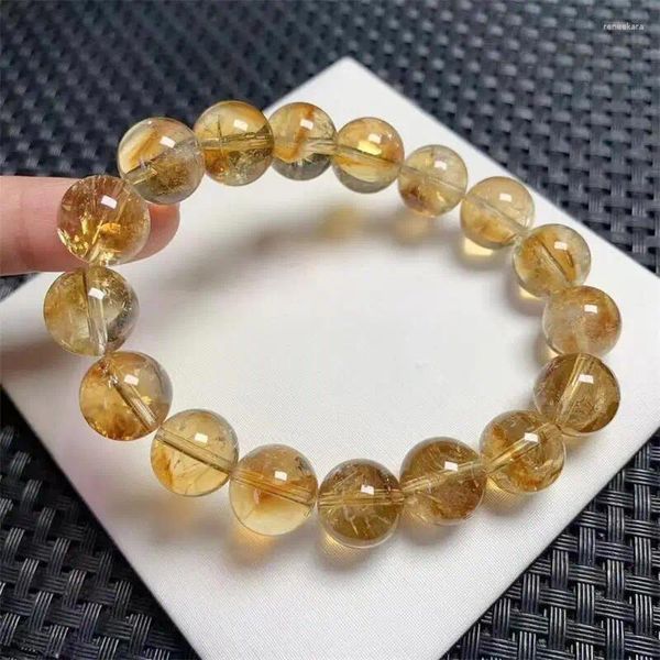 Bracelets de liaison 12 mm Crystal de bracelet citrine Azeztulite Natural Crystal pour femmes Fortune Energy Mineral String Amulet Bijoux Guérison Guérison 1PCS