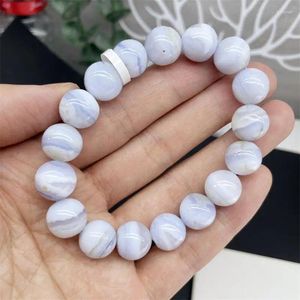 Bracelets à maillons en dentelle bleue naturelle, 12MM, en Agate, à la mode, cristal, Quartz, bijoux en pierres précieuses, cadeau de guérison Reiki pour femmes, 1 pièce