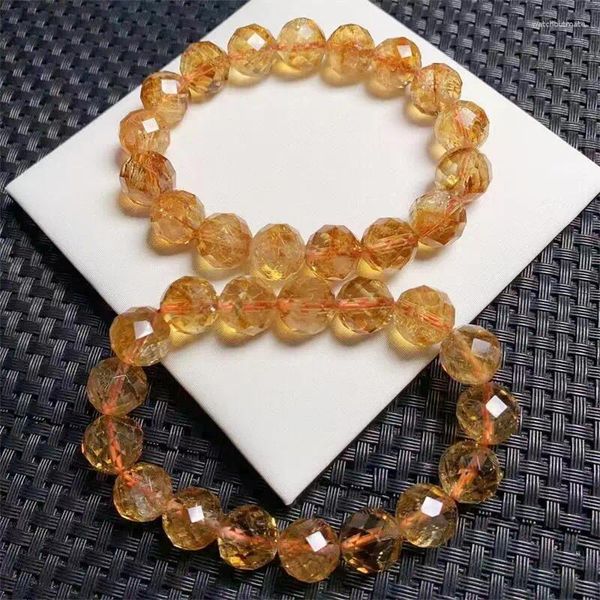 Bracelets de liaison 12 mm Bracelet de facette en citrine naturelle Men des femmes Reiki Guérison Brangles Brangles Fashion Bijoux Gift