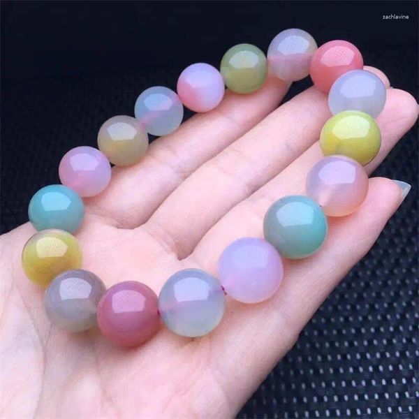 Pulseras de enlace de 12 mm Color de color natural Yanyuan Agate Mujeres Candios Candy Surort Talled Cryved Healing Regalo 1 PCS