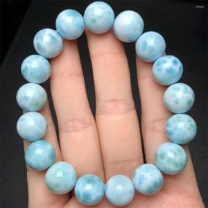 Link armbanden 12 mm natuurlijke larimar armband vrouwen mode genezing kristal ronde kralen liefhebbers liefhebbers streng sieraden cadeau 1 stks