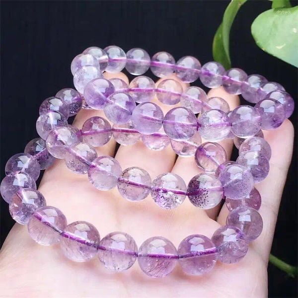 Pulseras de enlace 12 mm Natural Purple Super SUPER Seven Quartz Crystal Round Bead STRING tane Gemstone presente de cumpleaños 1 PCS