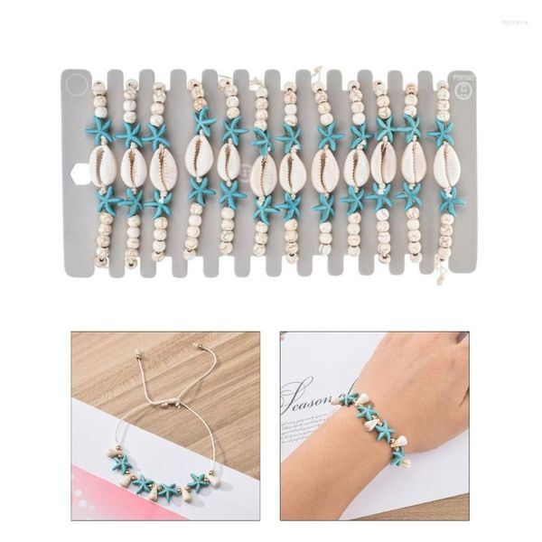 Lien Bracelets 12 pcs/lot Bohème Charme Tressé Bracelet Pour Femmes Enfant Perle Réglable Corde Chaîne Cheville Bijoux