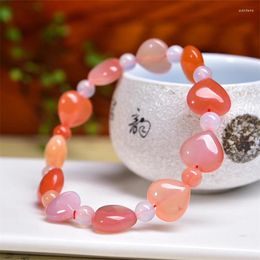 Bracelets de liaison 13 mm colorés naturels Yanyuan Agate Heart Bracelet Rock Crystal Stone Reiki guérison Men de mode Femmes Bangles Bijoux Yoga