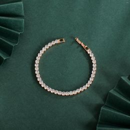 Link armbanden 14K Gold vergulde klassieke Brillant Cut Shine CZ Cubic Zirconia Dainty Tennis Bracelet for Women Men Fashion Jewelry