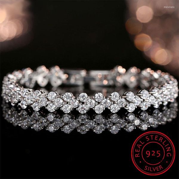 Lien Bracelets 14K Or Blanc Laboratoire Romain Moissanite Diamant Bracelet Fiançailles De Mariage Bracelets Pour Femmes Bijoux De Mariée