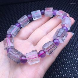 Link armbanden 14 mm Natural Super Seven Seven Quartz Bucket Bead Bracelet Women Fashion Reiki Healing Energy Gemstone Gift