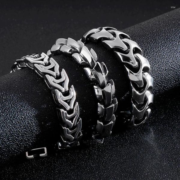 Bracelets à maillons 15mm lourd Punk Viking Dragon Bracelet hommes Rock Hiphop rétro en acier inoxydable charme cubain chaîne de bordure mâle bracelet bijoux