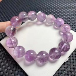 Bracelets de liaison 15 mm Natural Purple Hair Quartz Bracelet Women Fashion Guérison Crystal Rounds Lovers Lovers Bijoux