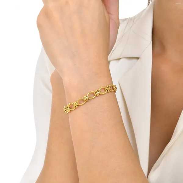 Bracelets de liaison 18k plaqués or chunky chaîne ovale pour femmes bracelet en acier inoxydable gothique bijoux de bracelet