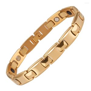 Linkarmbanden 18K GOUD PROEDE PURE TITANIUM Simple Pyramid Health Bracelet Negatieve ionen Magnetische anti-oxidatie Anti-straling Energie