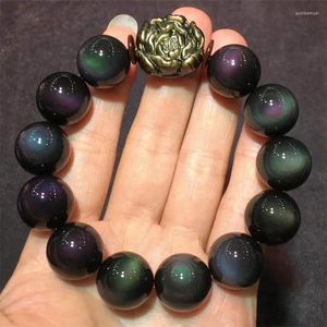 Bracelets de liaison 18 mm Rainbow Natural Bracelet Obsidien Charmes de cordes Stron Bijoux exquis Gérothérapie Crystal Energy 1PCS