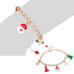 Bracelets à maillons 1pc 2023 conception simple bracelet à breloques de Noël en forme de père Noël pour femmes fille coréenne douce bijoux mignons cadeau de Noël