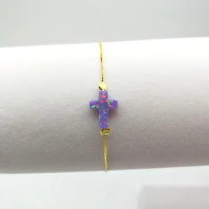 Bracelets à maillons (1 pièce/lot) 2023 mode 9 12mm OP38 violet opale synthétique croix Bracelet feu avec prix de gros