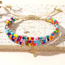 Bracelets de liaison 1pc arc-en-ciel coloré de bracelet de perles multicouches Femmes Families à la main Bijoux de mode Miyuki Graines Cadeaux