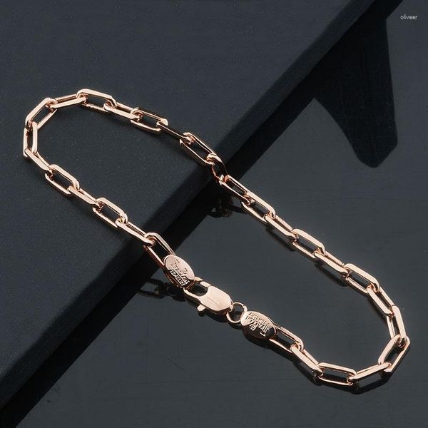 Bracelets à maillons 1 pièce de 4mm pour femmes et hommes, chaîne de connexion couleur or Rose 585