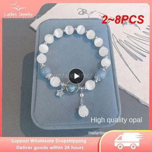 Bracelets de liaison 2-8pcs Moonlight Crystal Bracelet Opal Sea Bleu Treasure Light Lutes Feuilles de papillon