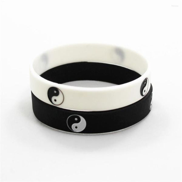 Pulseras de eslabones, 2 uds., pulsera de silicona de Tai Chi genial, pulseras de goma deportivas de Color blanco y negro, regalos de joyería de moda