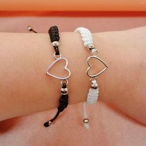 Link Armbanden 2 Stuks Liefde Hart Paar Armband Voor Minnaar Handgemaakte Verstelbare Touw Bijpassende Sieraden Cadeau