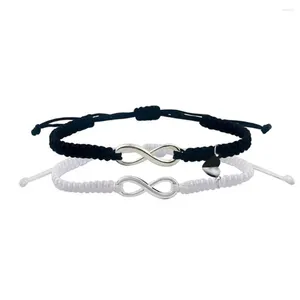 Bracelets de liaison 2 PCS / Set Infinity Bracelet à couple fait à la main pour femmes hommes exquis cardiaque magnétique distance correspondant à l'amitié bijoux