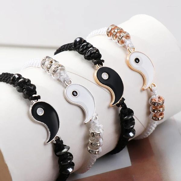 Bracelets à maillons 2 pièces/ensemble Yin Yang, pendentif à breloque, bijoux pour amoureux, sœurs, amis, Couple, collier cadeau de saint valentin
