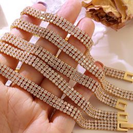 Lien Bracelets 2022 Arrivées Brillant Plein Cristal Incrustation Bracelet Pour Femmes Mode 18 K Or Titane Acier Déesse Bijoux De Mariée