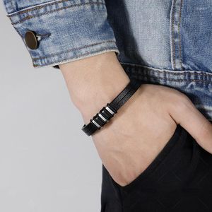 Lien Bracelets 2022 Hommes Tendance Décontractée En Acier Inoxydable Bracelet En Cuir Simple Mode Charme