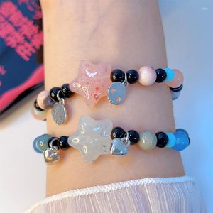 Lien Bracelets 2023 acrylique coeur étoile Bracelet femmes capricieux à la main coloré perlé pour fille amis soeur cadeau