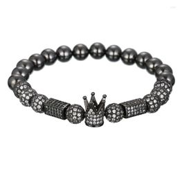 Bracelets de liaison 2023 Brand Trendy Imperial Crown Charm 8 mm micro pave cz rond Femmes hommes Bijoux en cuivre Pulseras Mujer Bileklik