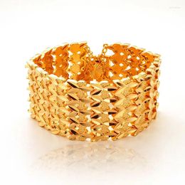 Bracelets à maillons en cuivre plaqué or 24 carats pour hommes, bijoux à la mode, cadeau, 2023