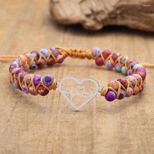 Pulseras de eslabones 2023, joyería de moda, protección del equilibrio curativo, meditación, amistad, piedras preciosas con cuentas, latido del corazón, sedimento marino para mujeres