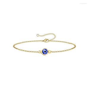 Lien Bracelets 2023 Mode Rond Evil Blue Eye Charme Bracelet Pour Femmes En Acier Inoxydable Simple Chaîne Amulette Amitié Bijoux Cadeaux