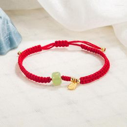 Lien Bracelets 2023 Hetian Jade Fortune Marque Pour Femmes Charme Corde Rouge Tressé Main Décoration Bracelet Partie Bijoux Cadeau