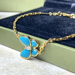 Lien Bracelets 2023 Haute Qualité Européenne De Luxe Bijoux Marque À La Mode Bleu Papillon Bracelet Pour Les Femmes Anniversaire Cadeau Nature Et Grâce.