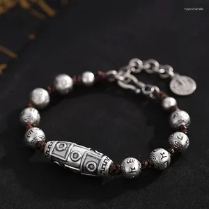Bracelets à maillons Lu Tong pour hommes et femmes, Style National, Six caractères, mots vrais, transfert de perles, corde à main tissée, 2023