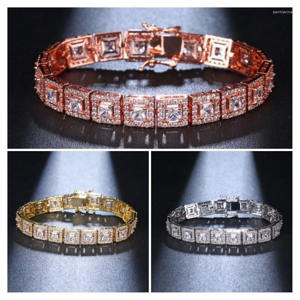 Bracelets de liaison 2023 Bracelet carré de luxe pour femme Charme de mode Crystal Zircon Chaînes Brangle de mariage Bijoux de mariage Femme298J