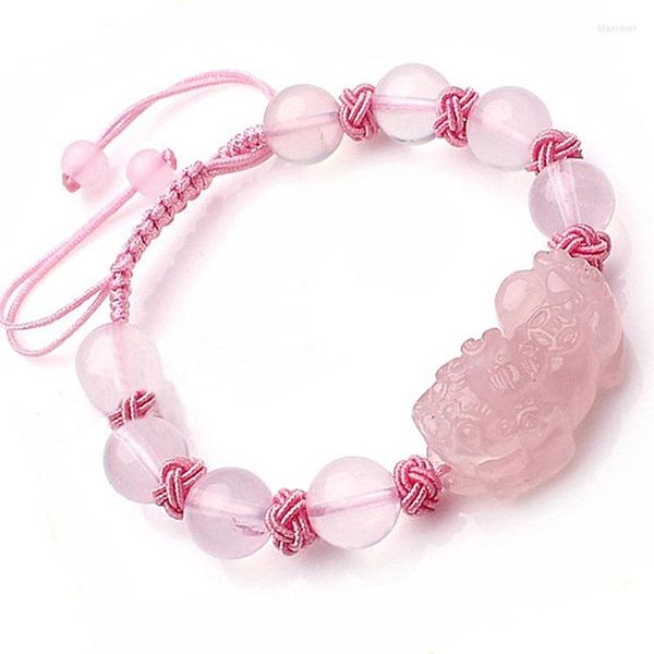 Bracelets à maillons PIXIU en cristal rose pour femmes, Design, apporte de la santé, de la richesse, porte-bonheur, perles en pierre naturelle, bijoux féminins, 2023