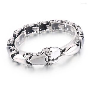 Lien Bracelets 2023 Argent Couleur Foncé Personnalité Hommes Bracelet En Acier Inoxydable Crabe Griffe Fermoir Chaîne Bracelets Hip Hop Bijoux