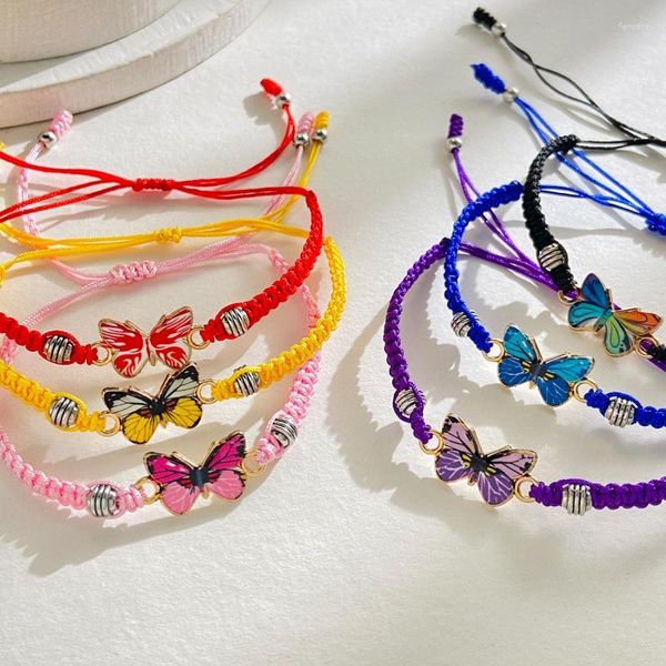 Bracelets à maillons papillon multicolores tendance pour femmes et hommes, bouddha tibétain porte-bonheur, bijoux d'amitié pour Couple, 2023