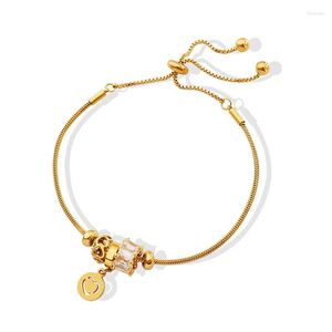 Link Armbanden 2023 Trendy Hiphop hanger armbanden roestvrij staal 18K vergulde gepersonaliseerde hart charme verstelbare armband sieraden