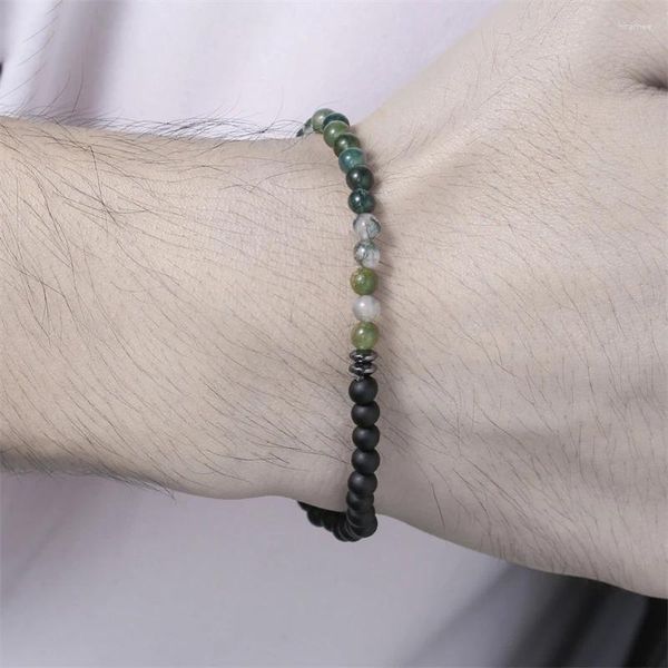 Bracelets à maillons 2024 4mm perles de rocaille Bracelet hommes noir mat pierre bracelet loisirs accessoires hématite Braslet Pulsera Hombre Joias