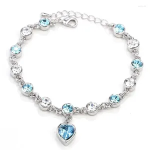 Link armbanden 2024 Charm Crystal Bracelet Classical Bangle For Women Lady Fashion Zirkon Glanzende trendy zilverachtige keten sieraden