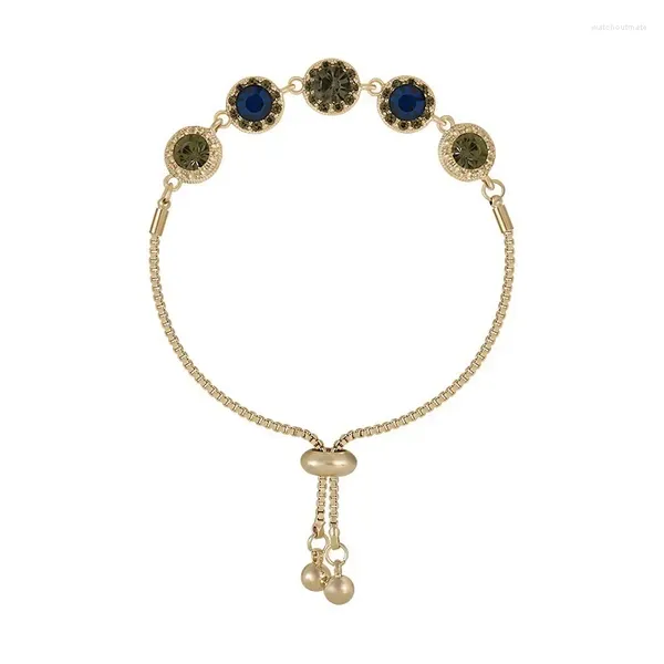 Bracelets à maillons 2024 en cristal foncé pour femmes, chaîne à breloques luxueuse, accessoires de bijoux avec boîte cadeau exquise