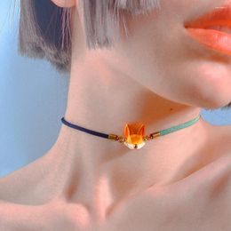 Bracelets à maillons 2024 Bracelet pendentif renard délicat pour femmes en acier inoxydable collier réglable clavicule ras du cou tempérament bijoux cadeau