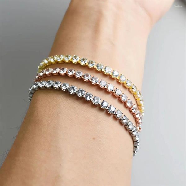 Bracelets de liaison 2024 Fashion Luxury Zirconia Silver Color Tennis Bracelet pour femmes homme bracelet Crystal Chain Girl Girl Couple de bijoux