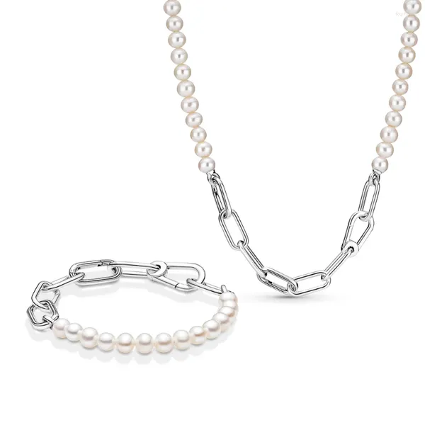 Pulseras de eslabones 2024 pulsera de perlas 925 collar de joyería de plata esterlina ajuste original me encanto para las mujeres amada fiesta fabricación de regalos